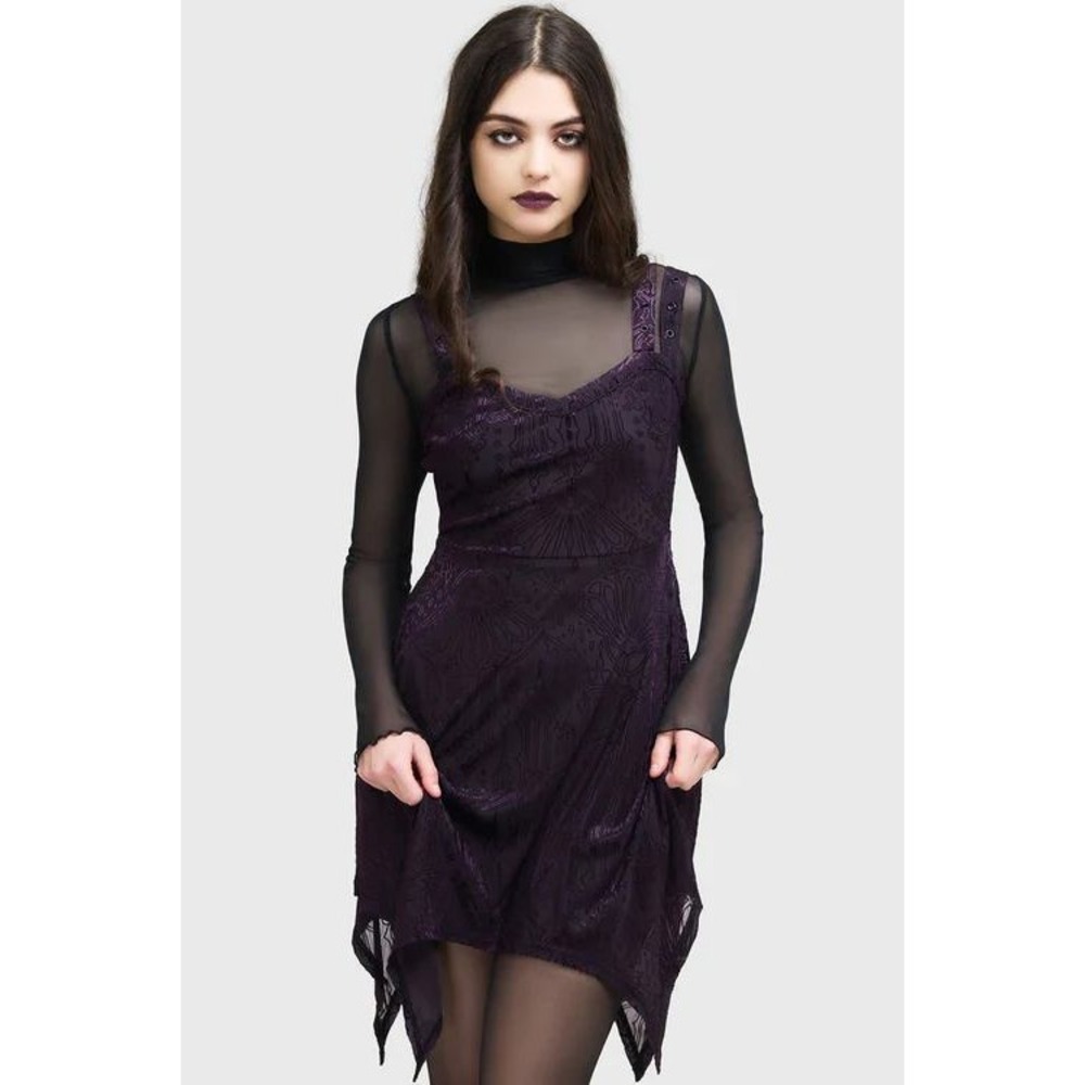 Killstar Valrithia purple mini dress vevlet burnout